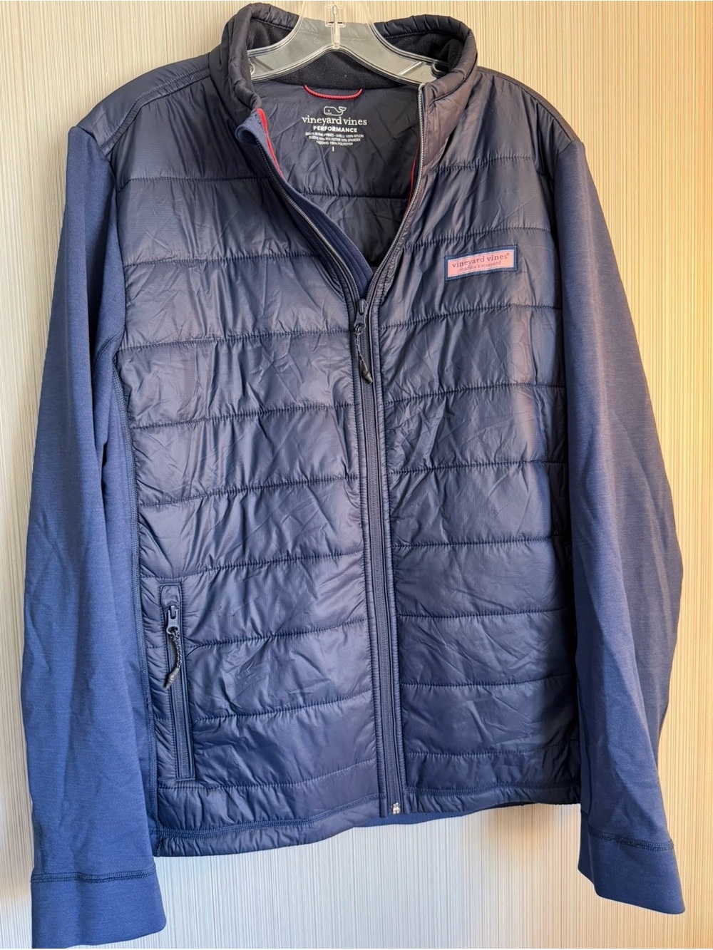Vineyard Vines Navy Quilted Hybrid Puffer Jacket